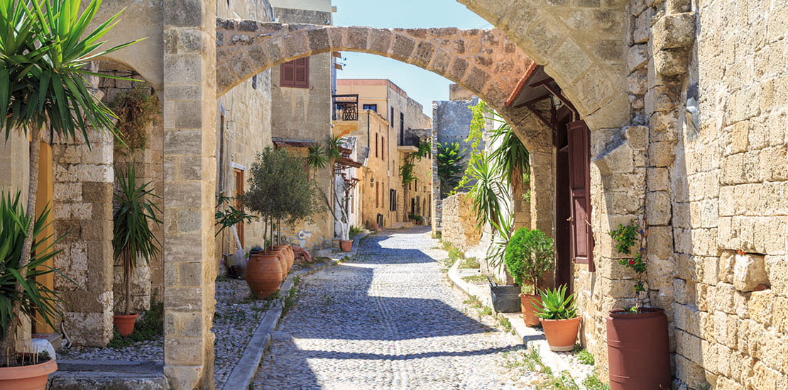 The ancient streets of Rhodes Town